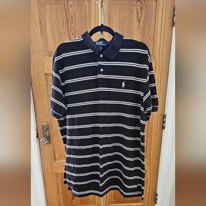 Polo Ralph Lauren Blk & White Striped 100% Cotton Polo Size XL